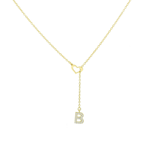 Pave Initial Heart Necklace