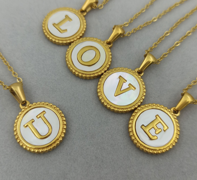 Mother Pearl Initial Necklace