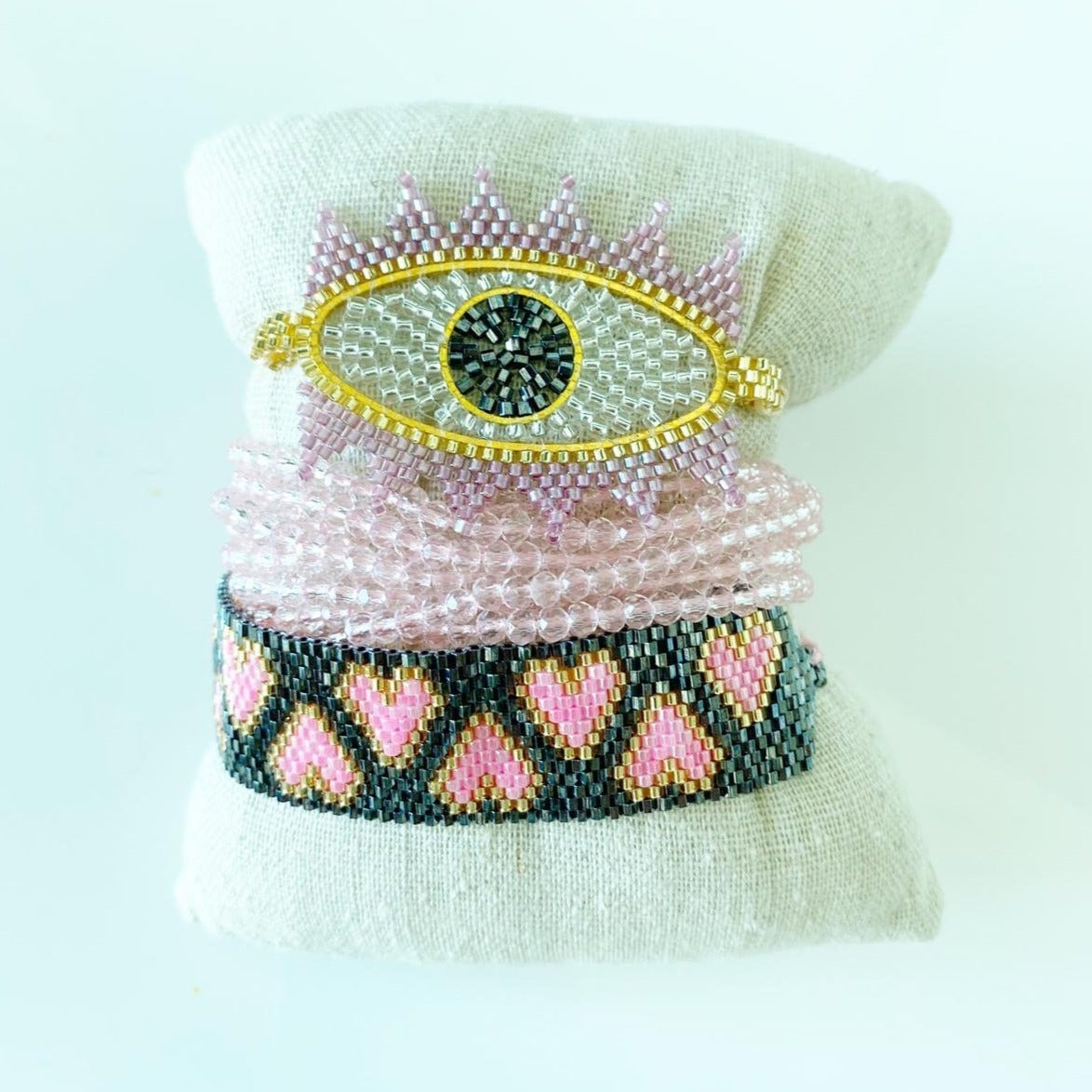 Pink Hearts Miyuki Bracelets Set